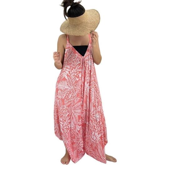 Po`a‘lima Coral White Tropical Floral Boho Wide Leg Beach Summer Romper - Picture 15 of 15